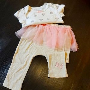 Disney Minnie Mouse outfit, white gray and pink, Size 18 months